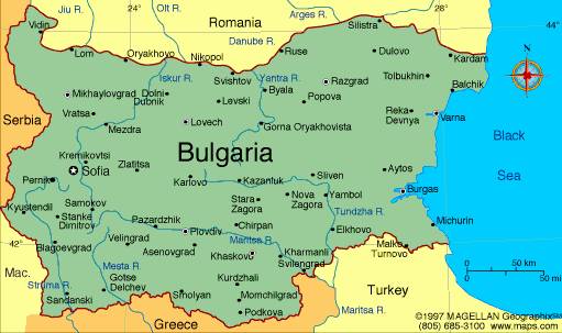 mapa político de Bulgaria